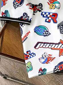 Manfinity Joysei Men's Motorcycle & Badge Logo Retro Pattern T-Shirt, Knitted Cuffs, Suitable For Spring/Summer - White - View 4