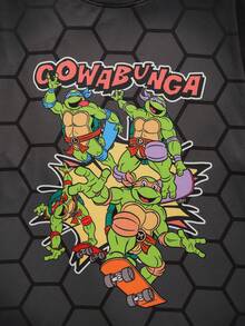 TEENAGE MUTANT NINJA TURTLES | SHEIN Men's Short Sleeve Top And Shorts Pajama Set, Teen MUTANT TURTLES - Black - View 4