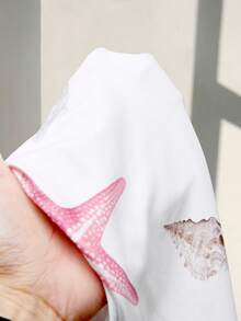 Amplova 2026 New Vacation Strapless Ocean Element Print Strapless Waist-Cinching Women's Jumpsuit - White - View 8