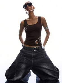 LYSMO 2026 Minimalist Coffee Brown Backless Halter Top, Suitable For Spring/Summer, New Valentine's Day Collection - Coffee Brown - View 5