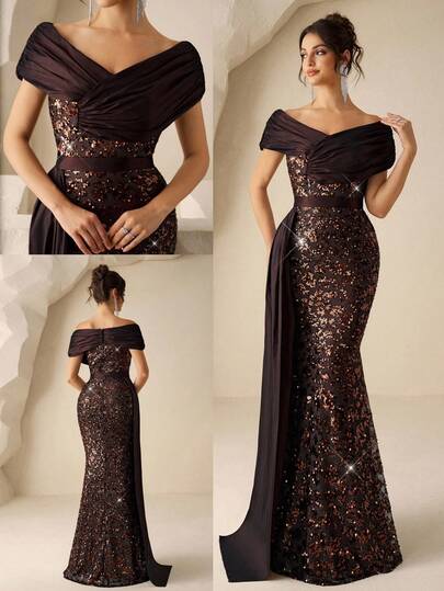 Coutiva Elegant axelbandslös klänning med satinpaneler och rygglös kjol är perfekt för formella kvällsevenemang, inklusive bröllopsgästklädsel, examensceremonier, födelsedagsfester, cocktailpartyn, öppningsceremonier och musikfestivaler.