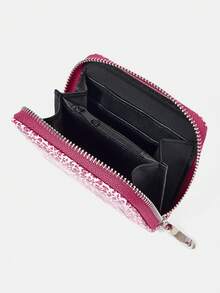 Betty Boop x SHEIN 1 chiếc, họa tiết da báo hồng, môi đỏ, ví ngắn, khóa kéo đơn giản, túi đựng tiền lẻ cho nữ. - Nhiều màu 2 - Xem 4