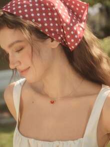 SHEIN MOD 1 Stück Damen Anhänger Halskette, roter herzförmiger Anhänger, minimalistischer und vielseitiger Schmuck, geeignet für den täglichen Gebrauch und als Geschenk, Valentinstag Schmuckgeschenk - Roter Anhänger - Übersicht 2