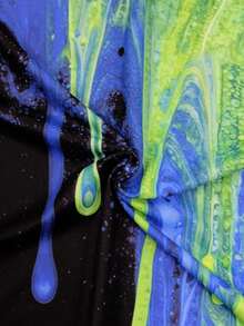 Manfinity KASUA Camiseta de protección solar con estampado de salpicaduras de tinta para hombres - Verde - Ver 7