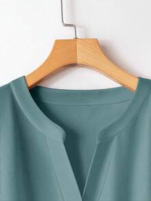 Rusticease Casual Elegant Green Long Sleeve Shirt Paired With Green Abstract Geometric Print Loose Pants, 2 Pieces Set Suitable For Spring/Summer - Khaki - View 6