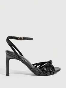 CUCCOO SZL Women's Fashionable White Transparent Clear PVC Crystal Heeled Mule Sandals, Square Toe Mid Heel Sandals For Commute, Date, Party, Holiday, Wedding Prom Heels Summer - Black 121 - View 4