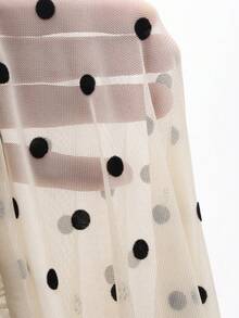 FRIFUL Women's Polka Dot Print Patchwork Ruffle Hem Front Tie Casual Slip Camisole Summer - Apricot - View 3
