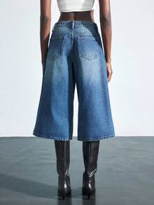 Maija 大码宽松浅蓝色水洗百慕大牛仔短裤 - 中等水洗藍 - 查看 5