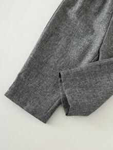 SHEIN 3件套幼儿男童时尚休闲绅士套装，白色长袖衬衫、格子背心和裤子，适合婴儿派对、优雅婚礼宾客、花童、戒指童等场合。 - 灰色 - 查看 8