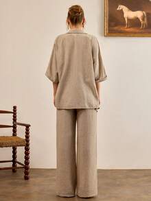 CasuGlow Trang phục nữ, Xuân Hè, Bộ đồ, Quần Palazzo ống rộng phong cách Boho Chic, Quần ống rộng cạp cao in họa tiết, Quần ống rộng phối ren đen thanh lịch, Quần ống rộng kiểu Địa Trung Hải, Quần xếp ly in họa tiết đá cẩm thạch, Trang phục nghỉ dưỡng cao cấp cho nữ, Bộ đồ sọc vải lanh pha mùa hè, Áo tank top và quần, Bộ kimono thắt lưng màu cam rực rỡ, Trang phục dự tiệc cưới trên bãi biển, Kỳ nghỉ phong cách Bohemian, Thường ngày - màu nâu - Xem 3