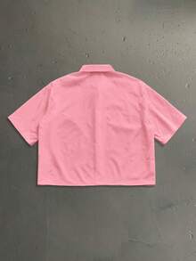 StoneGrade 男士建筑图案短袖单排扣休闲衬衫 - 粉色 - 查看 3