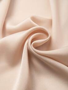 GlowEve Women's Champagne Satin Round Neck Ruffle Trim Pearl Beaded Long Sleeve Loose Elegant Blouse, Spring/Summer - Champagne - View 6