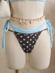 Bellisia Bộ bikini 3 mảnh gợi cảm, dây mảnh, buộc dây bên hông, hở lưng, kiểu dáng thường ngày, họa tiết chấm bi, dành cho nữ, năm 2026. - Nhiều màu - Xem 8