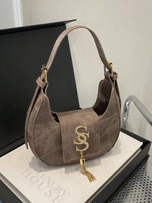 Women's Personalized Sling Bag, New Casual Korean Style Crescent Bag, Fashion Chain Simple Shoulder Crossbody Bag , Old Money - Brown - View 5