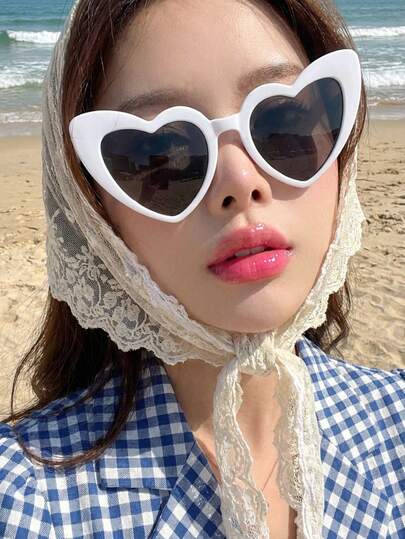 Joivida 1件欧美复古爱心女士超大框派对眼镜，时尚拍照道具