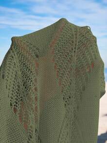 Selianne Women's Casual Green Semi-Sheer Fabric Backless Spaghetti Strap Sleeveless Plain Regular Cover Up - Green - View 4