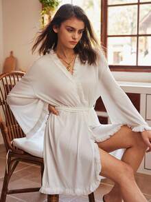 Bohemian Style Fashionable Versatile Loose White Tassel Robe For Women - White - View 7