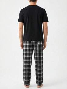 Pijama para Hombre Cómoda – Tela Suave y Transpirable para Descanso Diario - Negro - Ver 5