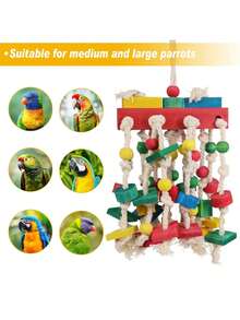 1 Juguete para Loro, Juguete Masticable y Frotable de Colores Vibrantes para Loros Medianos/Pequeños, para Aliviar el Aburrimiento, Suministros para Mascotas, Decoración de Jaula de Pájaros - Multicolor - Ver 4