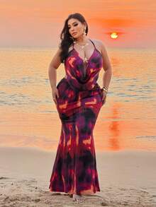 NU&NOW Plus Size Vacation Style Spaghetti Strap Camisole & Skirt 2 Pieces Set - Multicolor - View 5