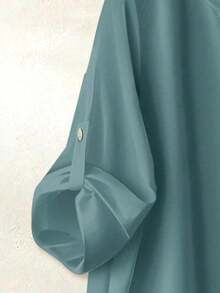 Rusticease Casual Elegant Green Long Sleeve Shirt Paired With Green Abstract Geometric Print Loose Pants, 2 Pieces Set Suitable For Spring/Summer - Khaki - View 3