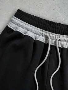 GALLERY FADE Men's Letter Print Drawstring Waist Loose Casual Sweatpants - Black - View 4