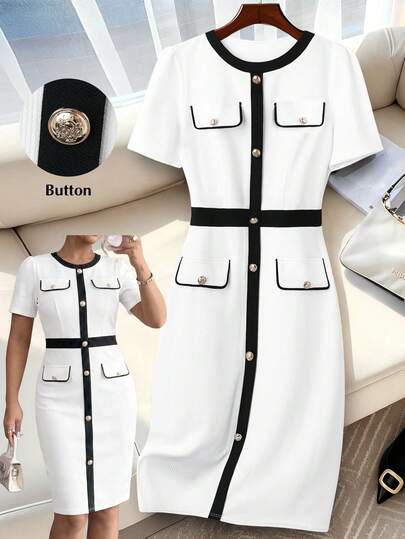 GlowEve CURVE 大码优雅休闲撞色连衣裙，百搭又时尚