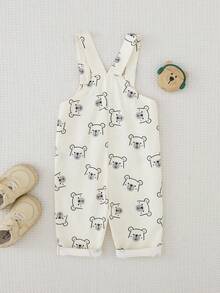 Cozy Pixies Bộ yếm và quần họa tiết gấu hoạt hình cho bé trai, kiểu dáng giản dị và đa năng. - Nhiều màu - Xem 2
