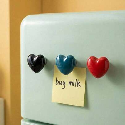 Joivida 北欧风陶瓷圆形和心形磁性挂钩，重型无损装饰墙钩，适用于客厅和玄关，无需钻孔即可安装在冰箱门上的磁性挂钩