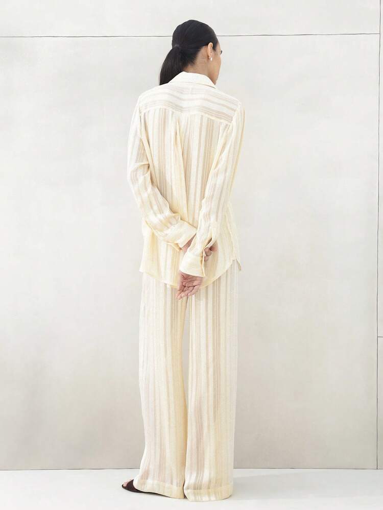 KSTM Women's Vertical Striped Wide Leg Palazzo Pants Loose Fit High Rise Flowy Casual Trousers Spring Summer Vacation Beach Wear