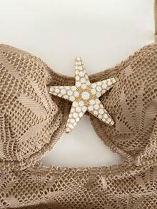 Swim Oasis Traje de baño de una pieza con malla de plantas y falda a juego como cobertura para vacaciones de mujer - Caqui - Ver 7