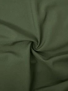 Rafferiza Contrast Color Embroidered Mandarin Collar Rhinestone Embellished Loose Long Dress For Women - Dark Green - View 7