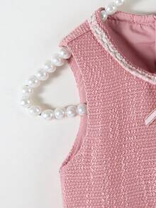 SHEIN Glamorique Kids 女婴优雅蝴蝶结3D花朵装饰无袖连衣裙，适合婚礼、派对、生日、度假、拍照、夏季等场合 - 粉色 - 查看 6