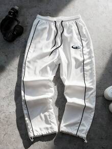 Sport MetroGents Quần thể thao nam thường ngày, thêu chữ, cạp chun, có dây rút. - trắng - Xem 1