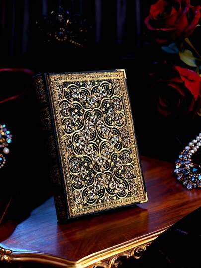 1pc 384-Page Retro Hardcover Notebook - Thickened, 365-Day Diary, Blank Inner Pages, Faux Leather Cover, Fluorescent Gold Foil Stamping, Dazzling Queen Design, Diy Diary, Perfect Gift.