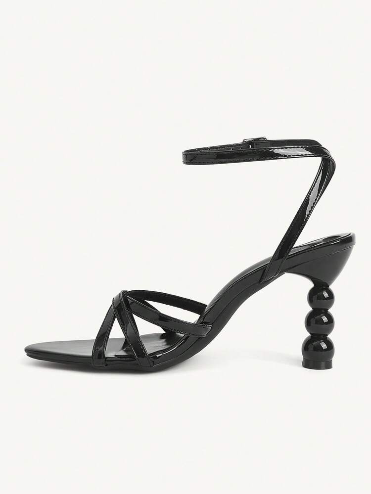 CUCCOO CHICEST New Summer/Summer Outdoor Women's High Heel Black Sandals, Fashionable Thin Strap Roman Style Shoes, Suitable For Party, Easter Celebration Wedding Shoes Summer Shoes Bride Shoes