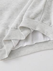 SHEIN 少女四分之一拉链宽松卫衣和宽松运动裤套装，返校季秋冬季舒适圣诞可爱休闲日常胶囊衣橱Y2K街头风，灰色 - 淺灰色 - 查看 8