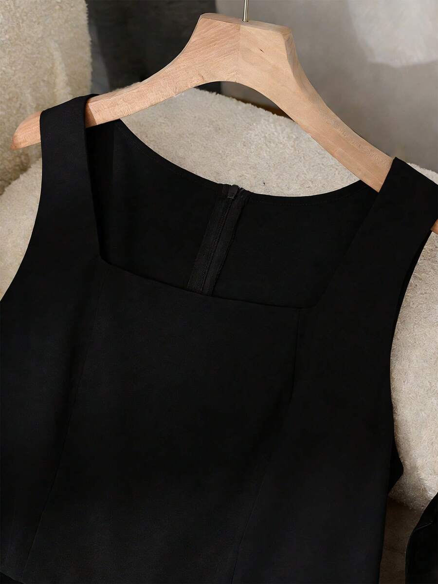 Franclia Fashionable Sleeveless Contrast Color Print Women Dress - Multicolor - View 1