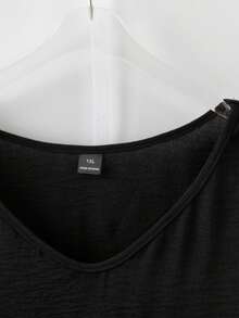 Linhara Blusa casual ed elegante con scollo tondo, in stile campagnolo, con patchwork in tessuto, per taglie comode - nero - Visualizzare 5