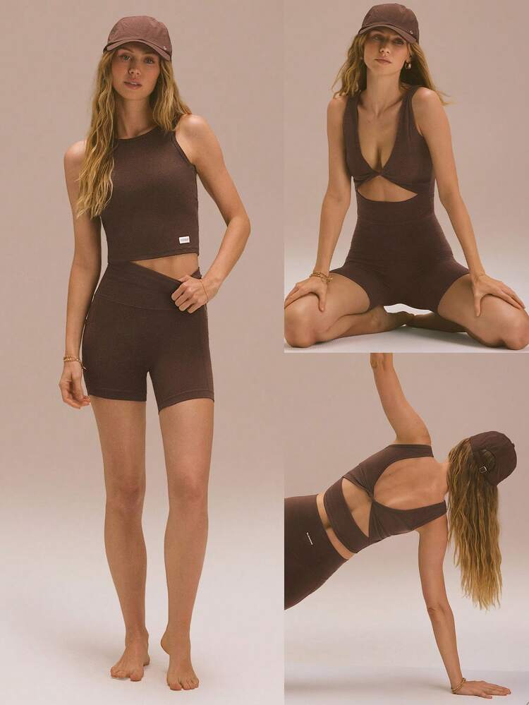 Everyday Terry Feel The Flow Soft Breathable Sweat-Wicking Waist Length Slim-Fit Twist-Knot Design 2-Way Wear Tank Top Daily Casual Wear