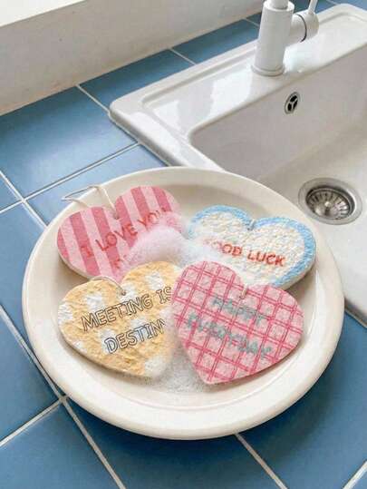 Joivida Dopamine Color Wood Pulp Cotton Dish Sponges, Aesthetic INS-Style Kitchen Cleaning Wipes, Multi-Purpose Scrubbers For Tableware, Fruits, Veggies & Stovetops, Water-Absorbent, Oil-Repellent & Easy To Clean, Must-Have Cleaning Essentials For Dorm & Rental Living