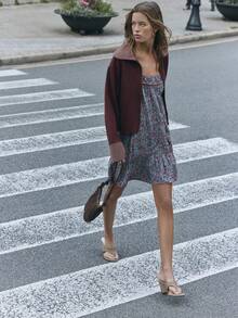 Nöista Women's Floral Print Ruffle Hem Spaghetti Strap Vacation Dress - Blue - View 6