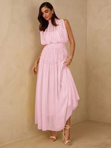 Enchnt Spring/Summer Romantic Women's Pink Sleeveless Chiffon Maxi Dress,Sweet&Elegant For Vacation&Date&Holiday&Going Out,Spring Outfit Women - Baby Pink - View 9