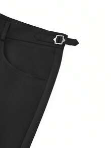 Manfinity Nomadique Men's Casual Black Flared Pants, Simple Design - Black - View 4