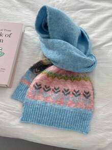 Joivida 1条可爱提花针织女士围巾 – 秋冬保暖百搭围脖 - 彩色 - 查看 9