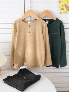 Áo thun dài tay cổ tròn rộng rãi, thoải mái cho bé trai tuổi teen, nhiều chiếc (gói 10 chiếc) - Nhiều màu - Xem 6