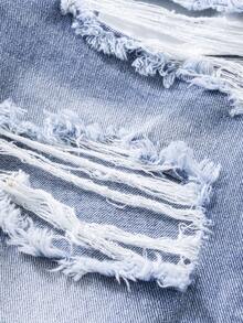 Quần jeans ống rộng denim màu xanh nhạt bạc màu, phong cách tối giản, thường ngày, thời trang dành cho bé gái tuổi teen. - Màu xanh lam - Xem 6
