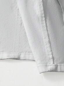 Mistrie 女士短款拉链翻领牛仔背心 - 白色 - 查看 8