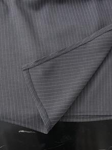 Franclia Elegant Commuting Casual Versatile Pleated Gray Striped A-Line Skirt, Women Spring/Summer - Grey - View 3