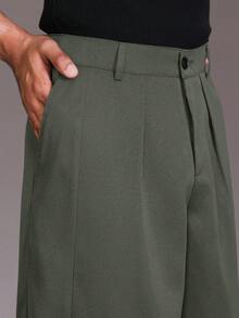 STYNVO Quần ống rộng màu trơn, đa năng, phong cách thường ngày dành cho nam giới. - xanh quân đội - Xem 5